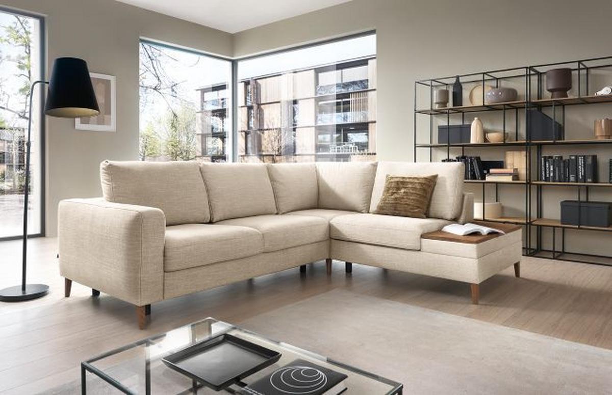 Ecksofa Alika Silberfarben: S: 260x204 cm - Eschefarben/Silberfarben, MODERN, Textil (260/204cm) - Trendmanufaktur