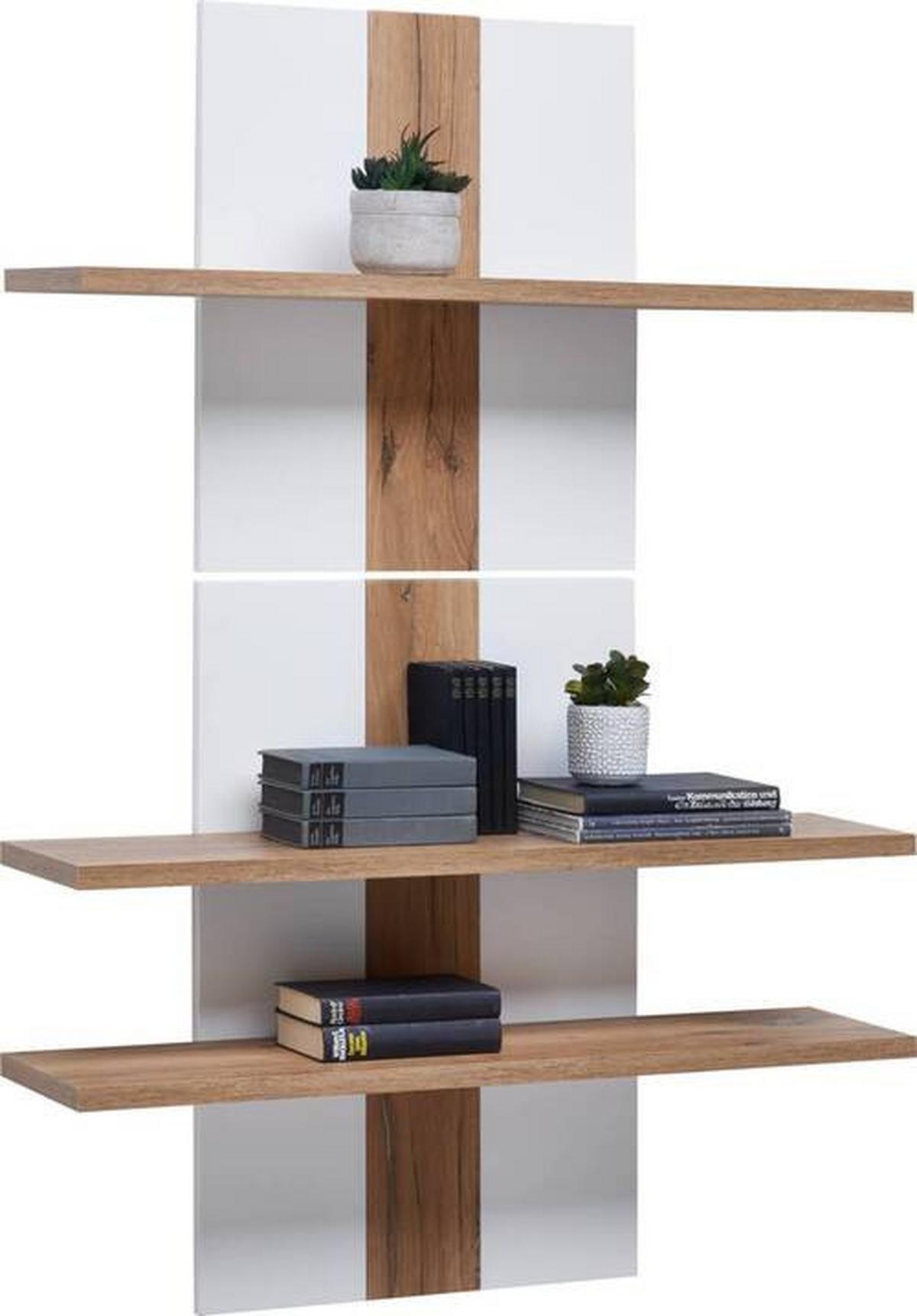 Wohnkombination 4-Tlg. Auris, Weiß/Eiche Dekor - Eichefarben/Weiß, MODERN, Glas/Holzwerkstoff (354,3/204,2/49,6cm) - Luca Bessoni