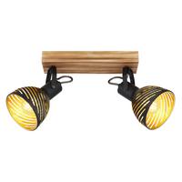 Strahler 2-Flammig verstellbar L: 30 cm - Dunkelbraun/Goldfarben, Basics, Holz/Metall (30/12,5/25cm) - Globo