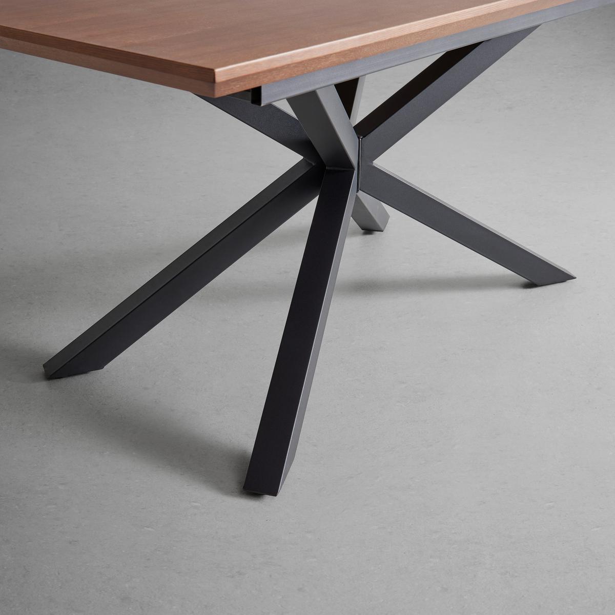 Jedálenský stôl s rozkladom FULVIO 160-200 cm - čierna/farba vlašského orecha, Modern, kov/drevo (160-200/77/90cm) - P & B