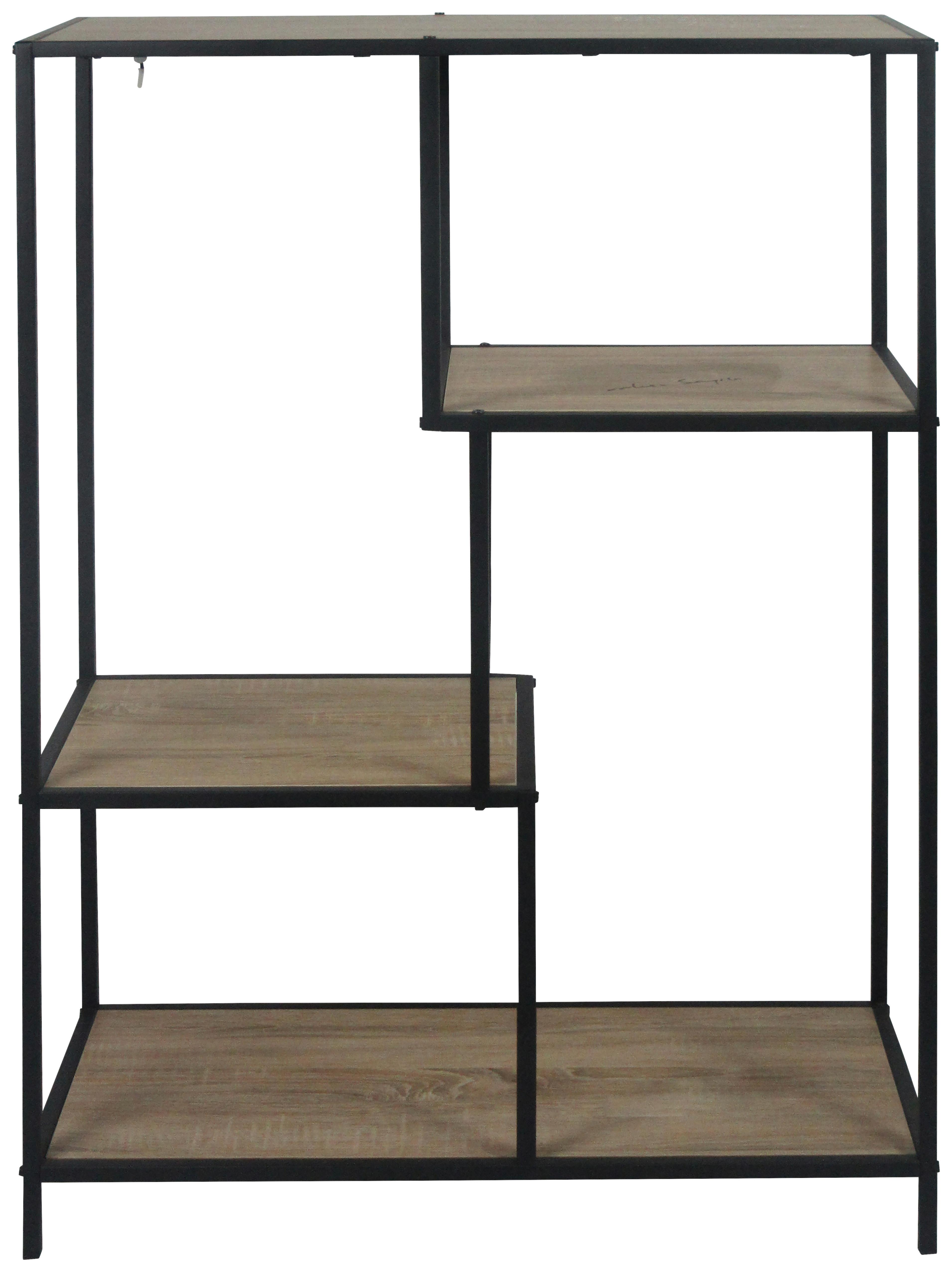 Regal aus Eisen Linz B: 77 cm Schwarz/Eiche Dekor - Schwarz/Naturfarben, MODERN, Holzwerkstoff/Metall (77/114/33cm)