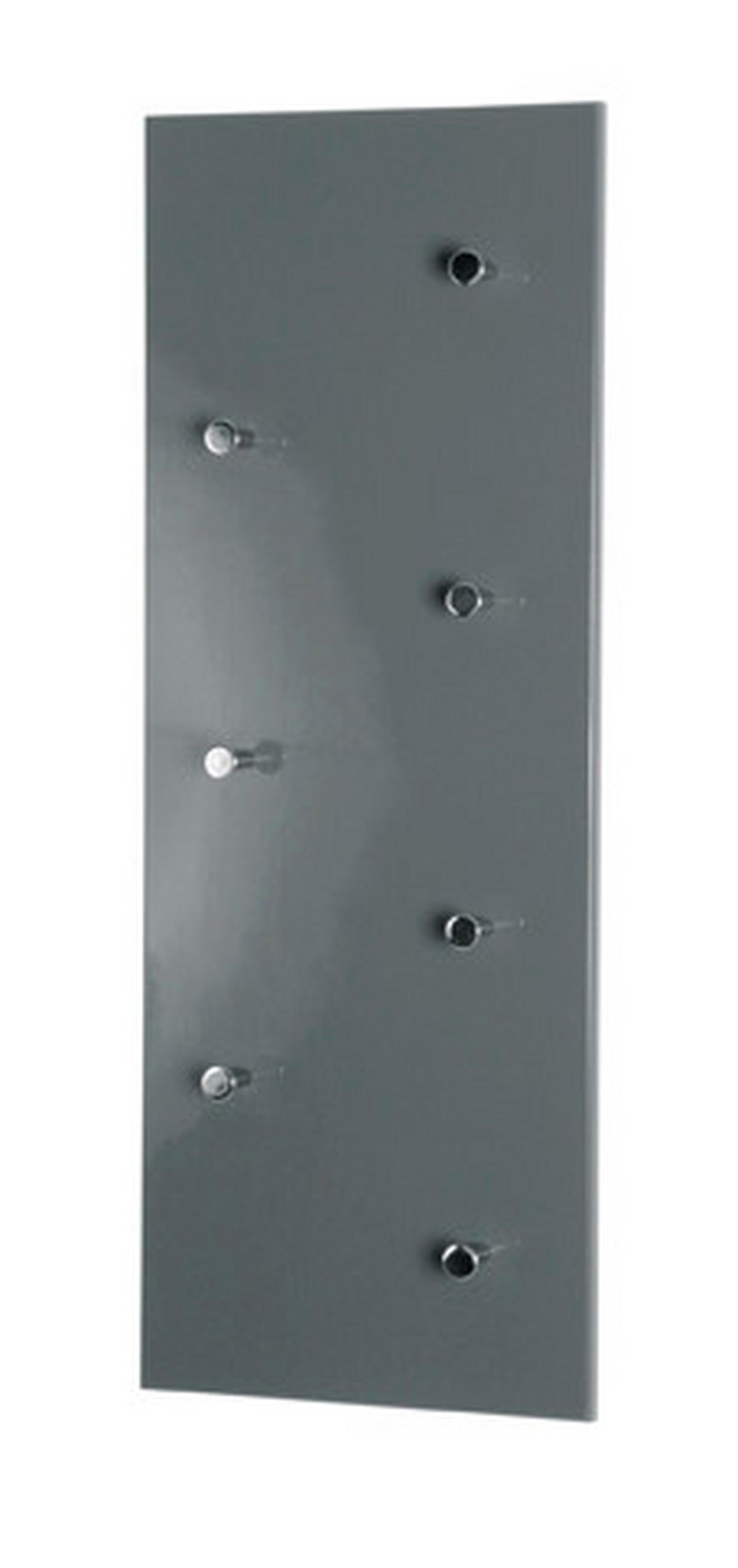 Garderobenpaneel Mike Grau 7 Haken B 86 cm - Chromfarben/Grau, Basics, Holzwerkstoff/Metall (86/30/6cm)