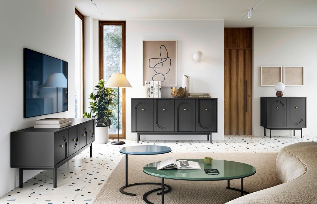 Sideboard Mazoma Schwarz B: 154cm - Kaschmir/Schwarz, LIFESTYLE, Holzwerkstoff (154/82/39cm) - MID.YOU