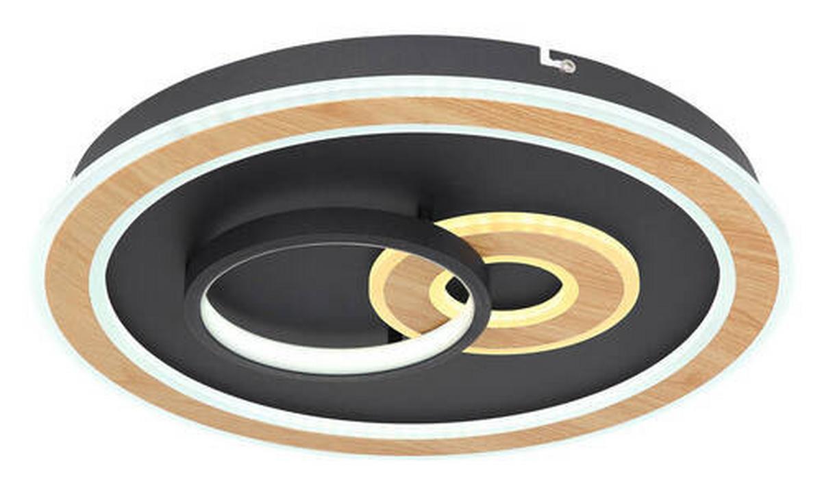 Led-deckenleuchte Ø 50 Cm Mit Smartphone-Steuerung - Opal/Schwarz, Design, Kunststoff/Metall (50/7cm) - Globo