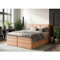 Boxspringbett mit Topper & Bettkasten 160x200 Castel - Terracotta/Schwarz, MODERN, Holz/Holzwerkstoff (160/200cm) - MID.YOU
