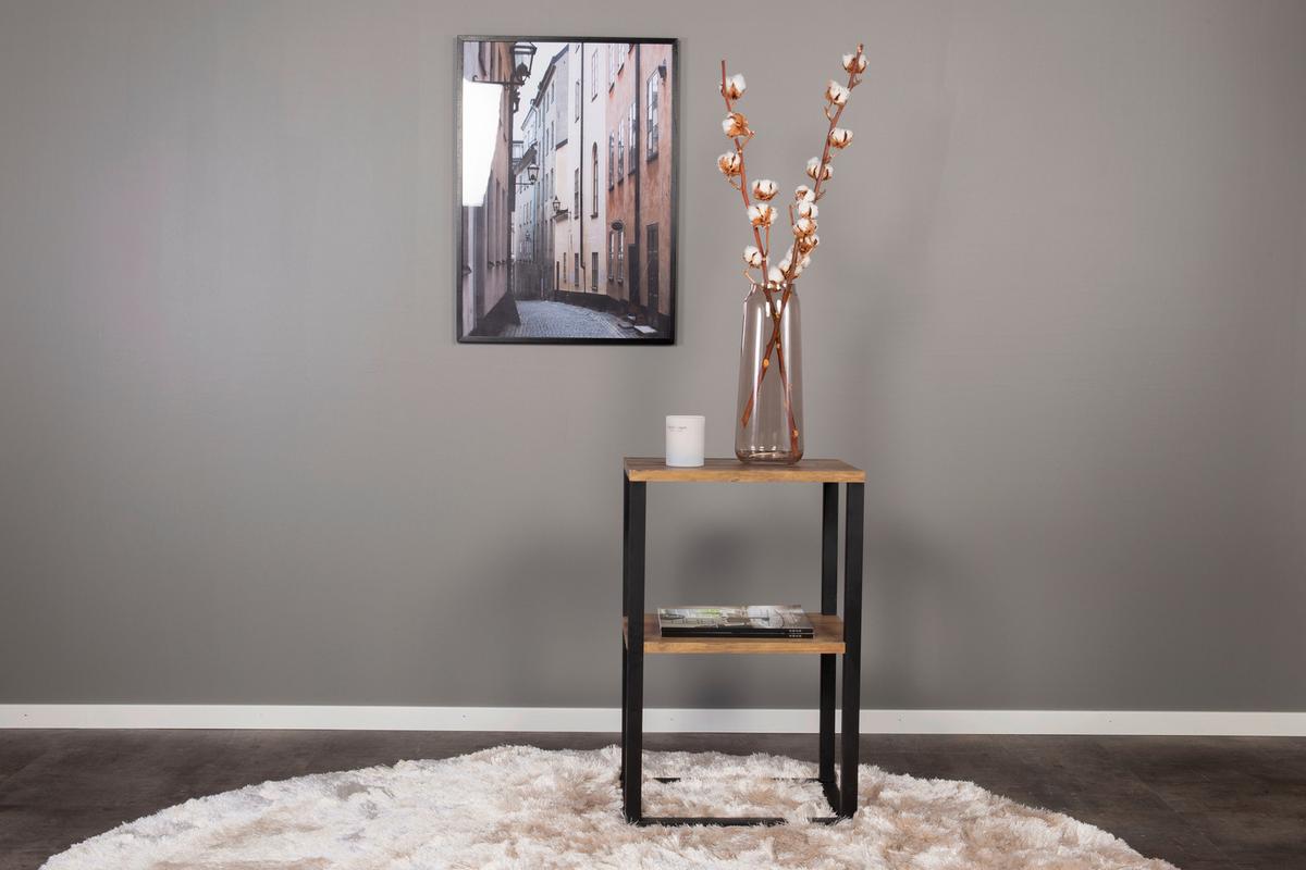 Nachttisch Rise - Schwarz/Braun, Design, Holzwerkstoff/Metall (30/70/45cm) - Livetastic