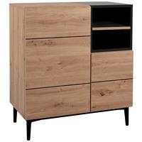 Kommode B 80 Cm Nola, Eiche Dekor/schwarz - Eichefarben/Schwarz, KONVENTIONELL, Holzwerkstoff (80/90/42cm) - MID.YOU