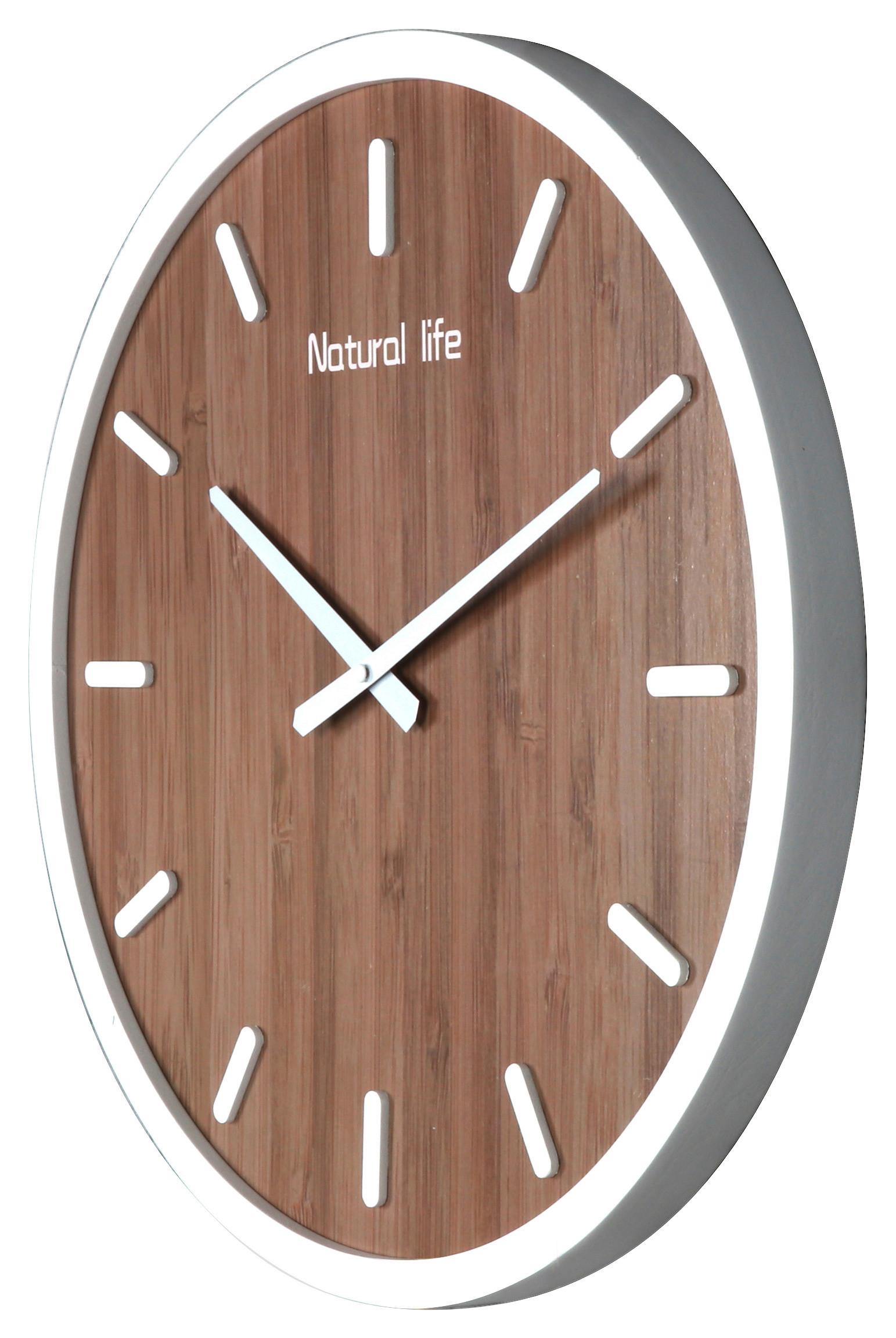 Nastenné Hodiny Natural Life, Ø: 50 Cm - prírodné farby/biela, Štýlový, kompozitné drevo (50cm) - Modern Living