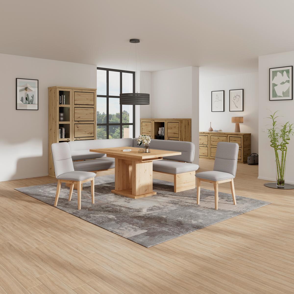 Eckbank Beluna Ii Webstoff Hellgrau, B: 170cm - Eichefarben/Hellgrau, KONVENTIONELL, Holz/Textil (170/212cm) - James Wood