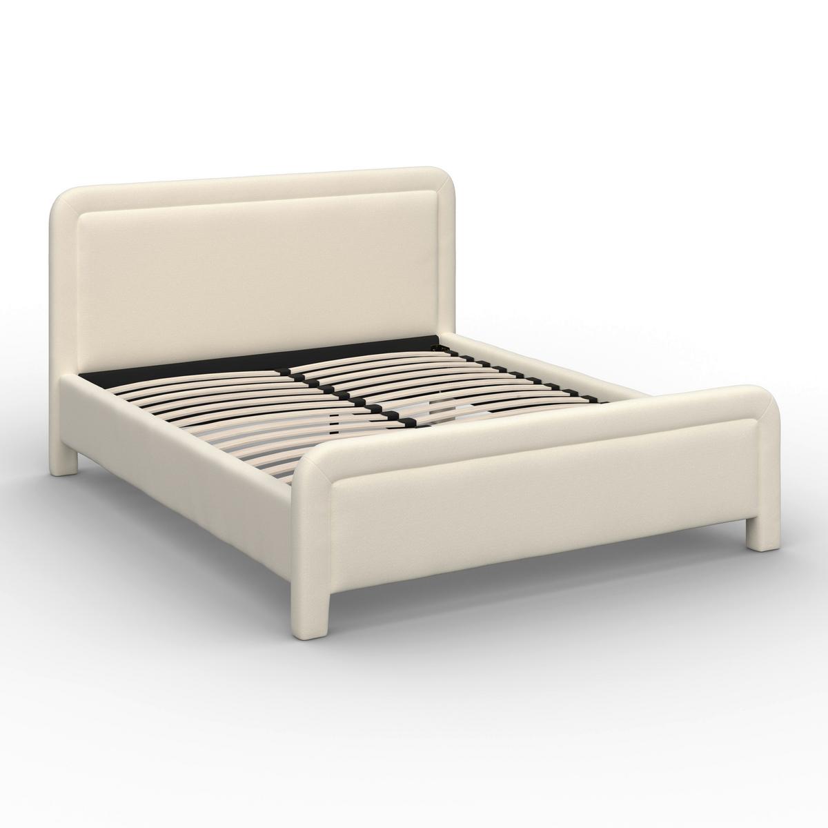 Čalouněná postel XIRELIA 160x200 cm, slonovinová - barvy dubu/slonovinová, Moderní, kov/dřevo (160/200cm) - Bessagi Home