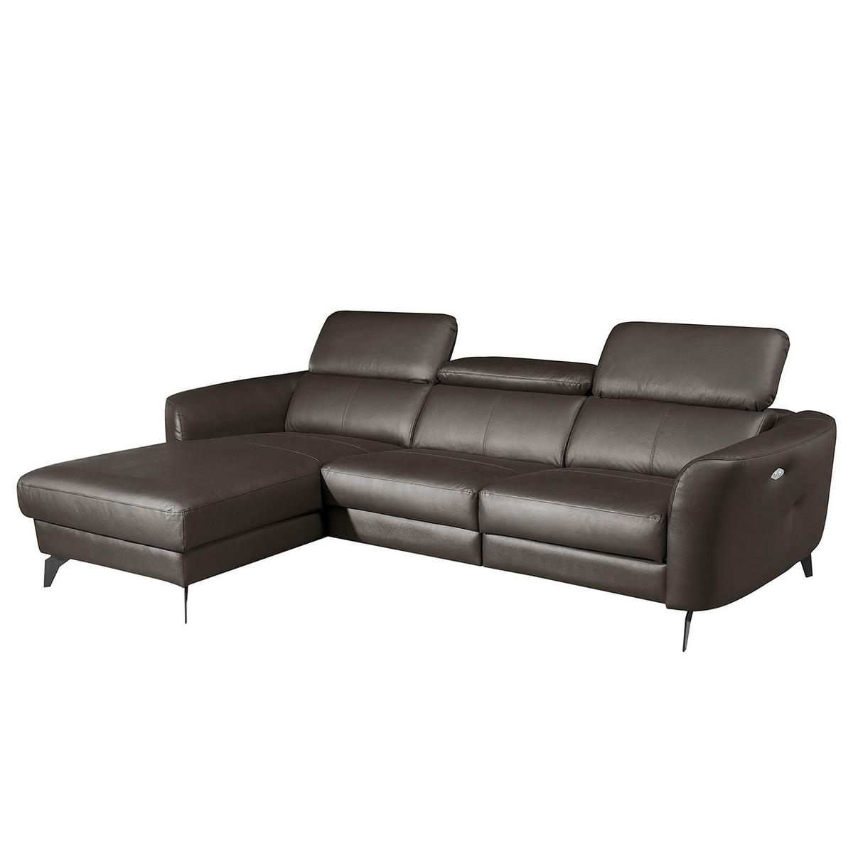 Ecksofa Berne Dunkelbraun S: 183x261 Cm - Dunkelbraun/Schwarz, Design, Leder/Textil (183/261cm) - Livetastic
