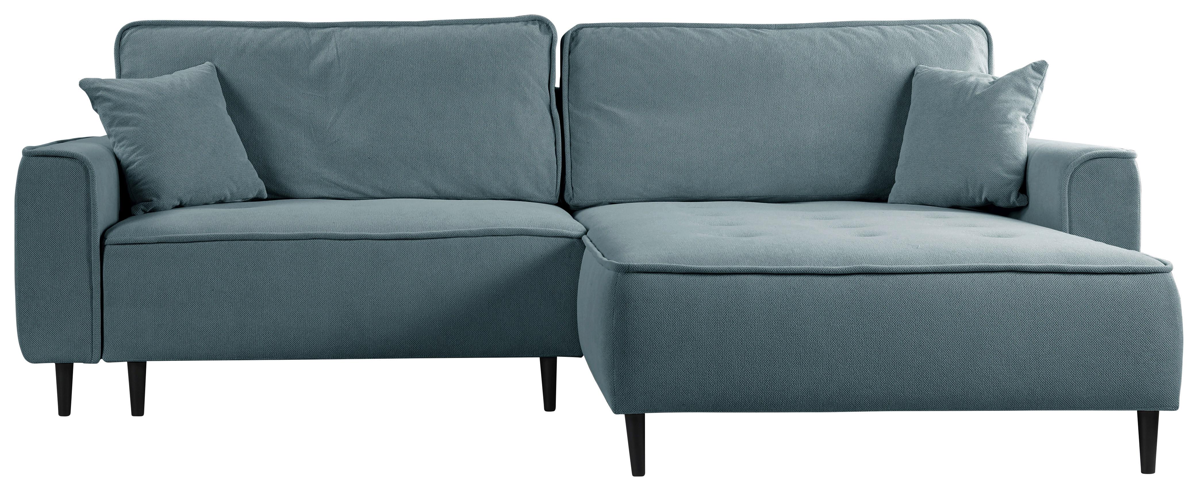 Ecksofa Blues Blau/Schwarz, 263 cm - Blau/Schwarz, Design, Textil (263/183cm) - MID.YOU
