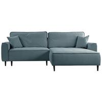 Ecksofa Blues Blau/Schwarz, 263 cm - Blau/Schwarz, Design, Textil (263/183cm) - MID.YOU