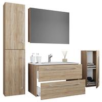 Badezimmer Badinos 5-Teilig Sonoma Eiche B: 146 cm - Weiß/Sonoma Eiche, MODERN, Keramik/Holzwerkstoff (147cm) - MID.YOU