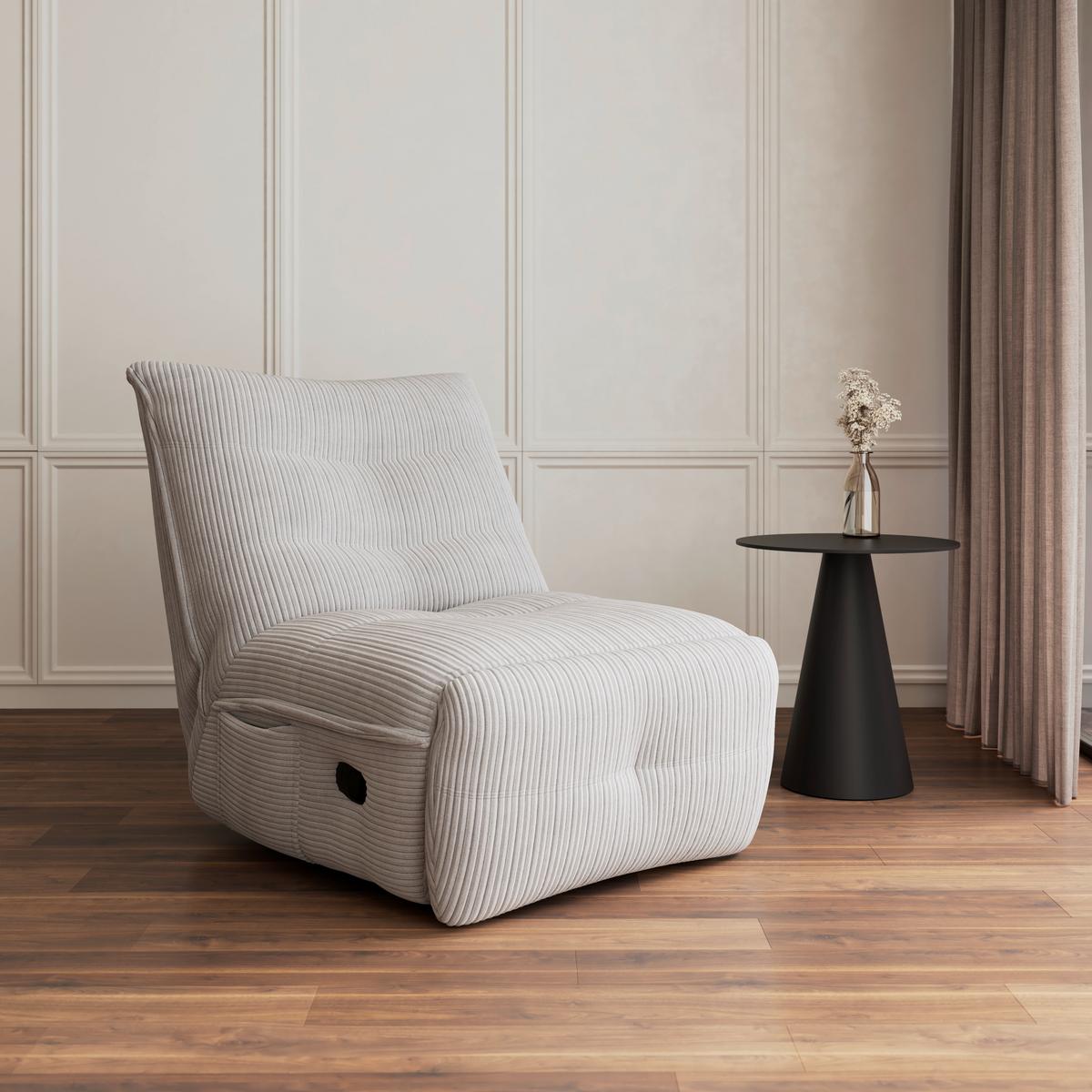 Relaxační kŕeslo ALURA, světle šedá barva - černá/světle šedá, Moderní, kov/dřevo (90/92/90cm) - Bessagi Home