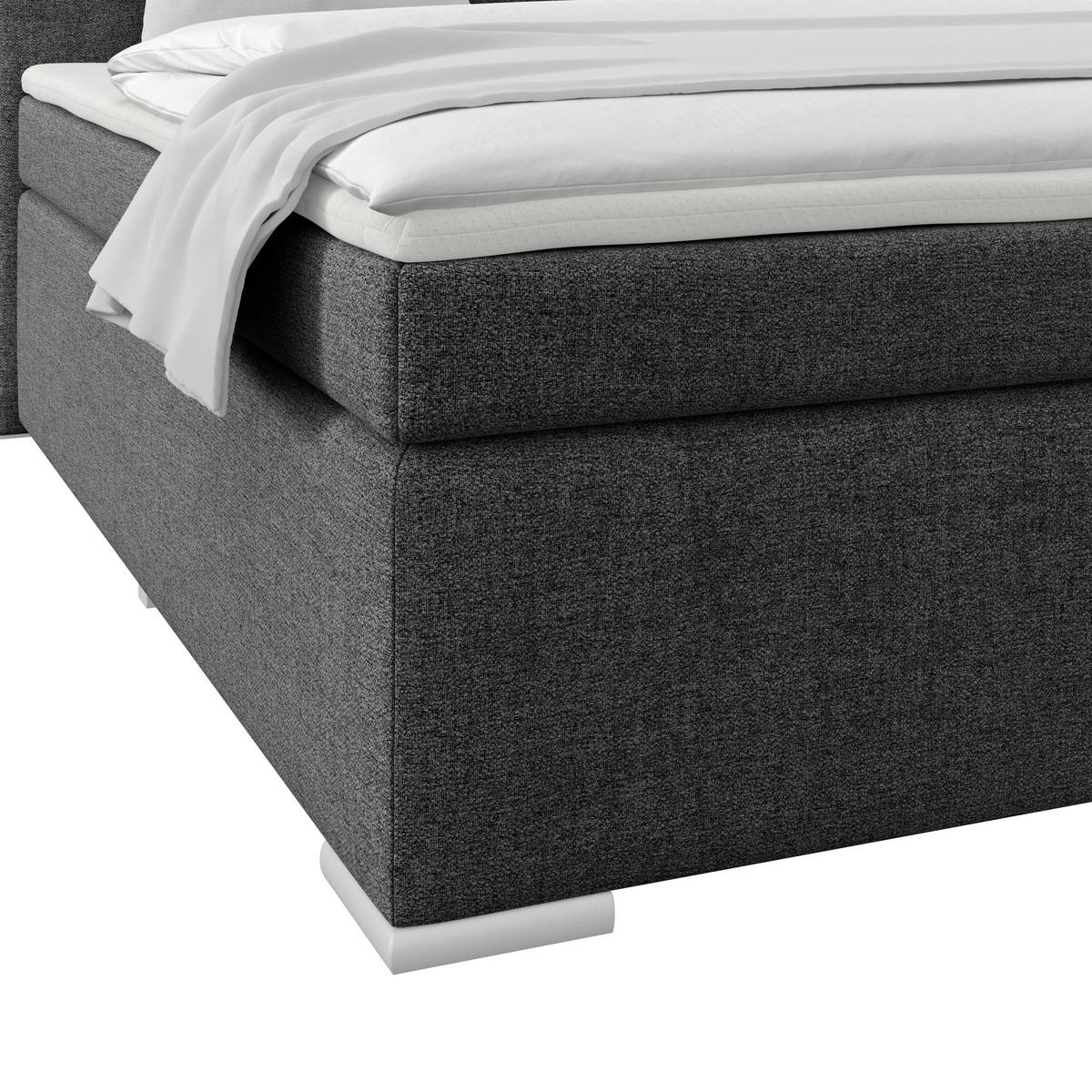 Boxspringbett Mira I Nordic, Lf: 160x200 cm - Alufarben/Graphitfarben, Basics, Textil (160/200cm)