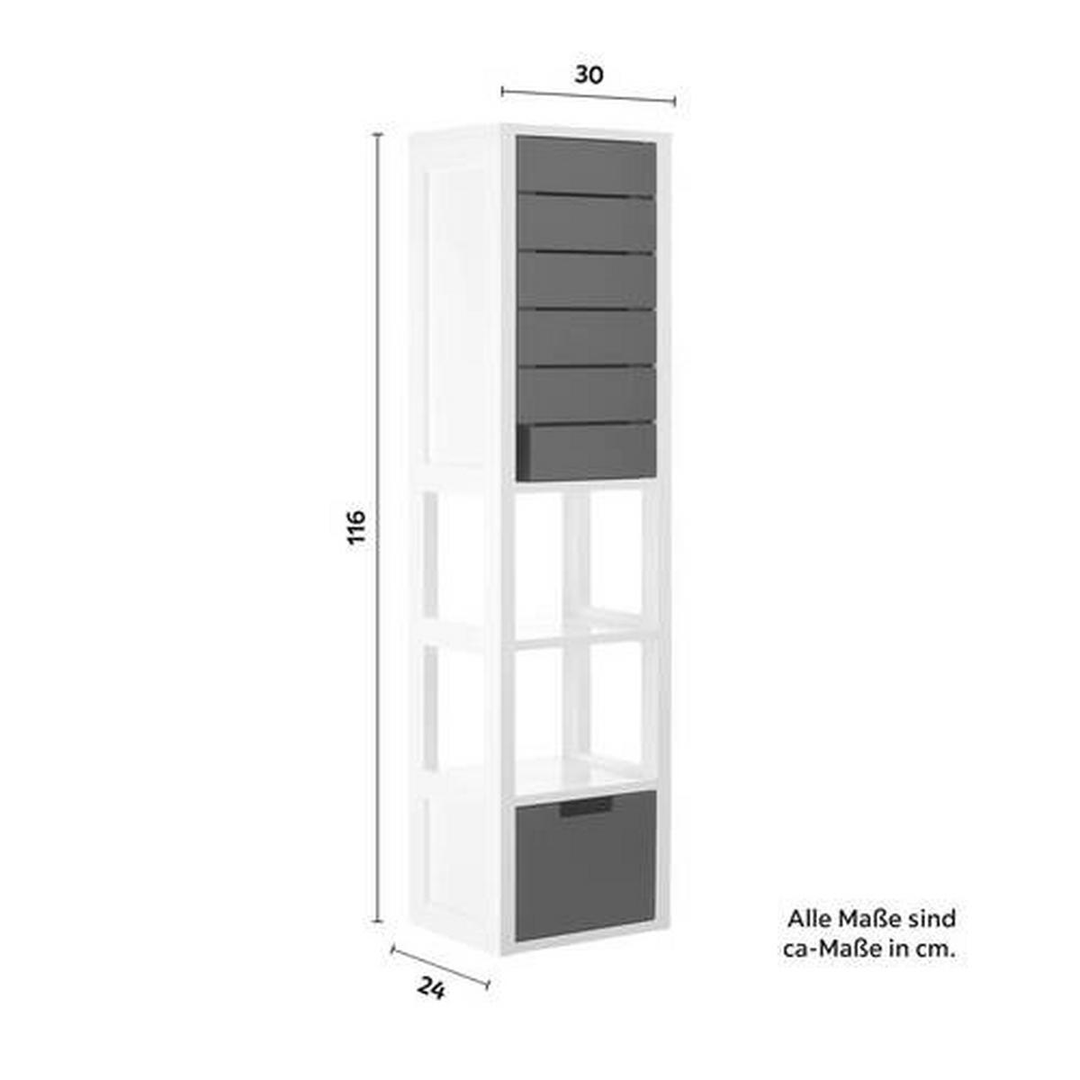 Vysoká skrinka TIA - sivá/biela, Modern (30/116/24cm) - P & B