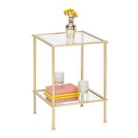 Príručný stolík FARO 2 - zlatá, Basics, kov/sklo (39/39/55cm)