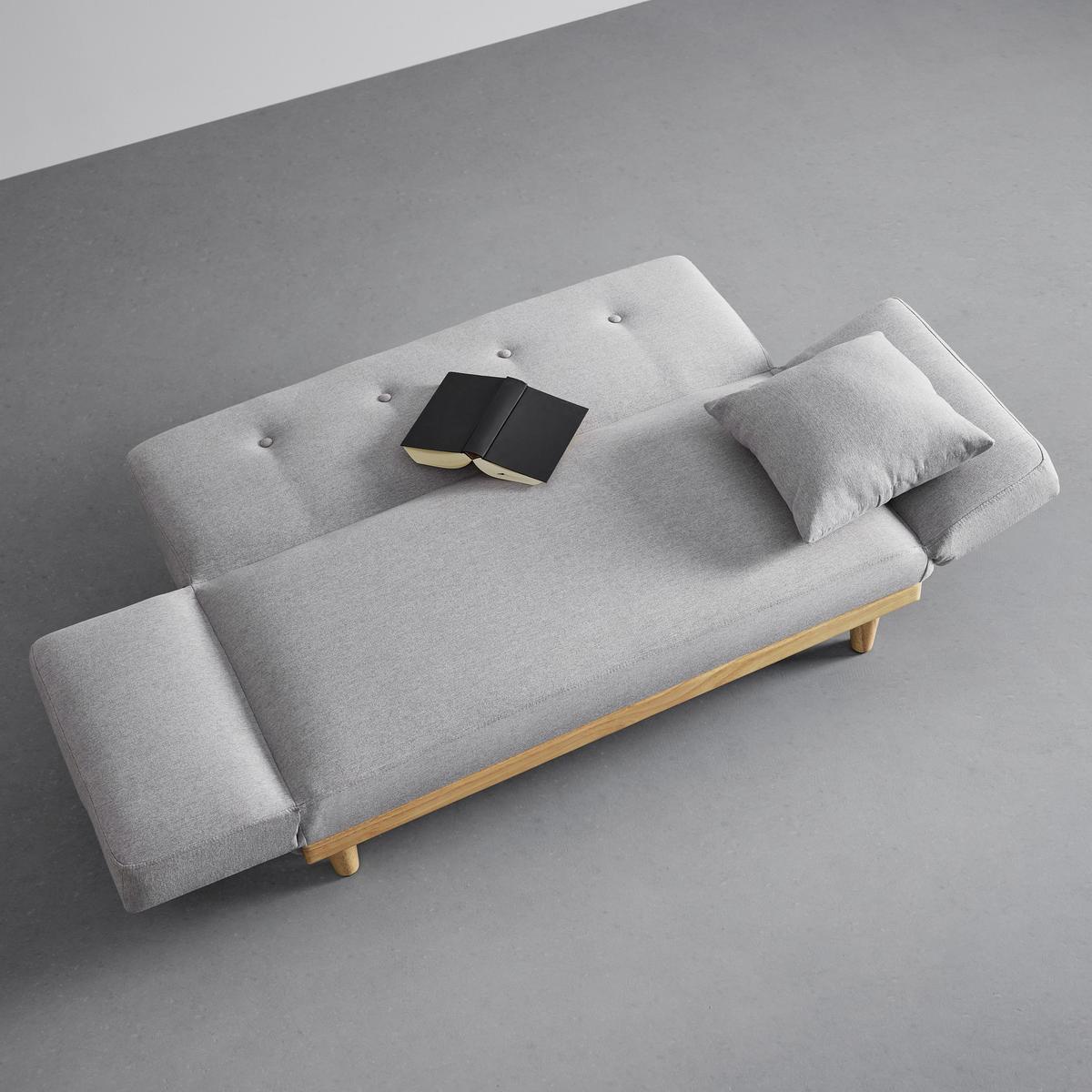 Rozkládací pohovka vhodná pro děti - Jola světlešedá - světle šedá/přírodní barvy, Moderní, dřevo/textil (131/64/73cm) - Bessagi Home