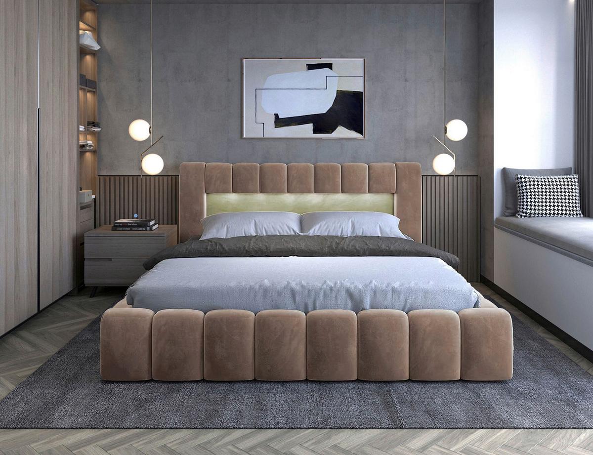 Polsterbett Lamica Braun Lf: 160x200 Cm - Schwarz/Braun, MODERN, Holz (160/200cm) - MID.YOU