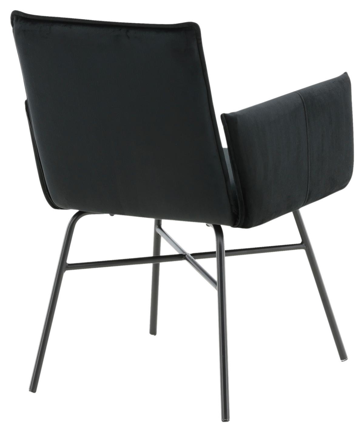 Stuhl Petra - Schwarz, Design, Textil/Metall (57/87/60cm) - Livetastic