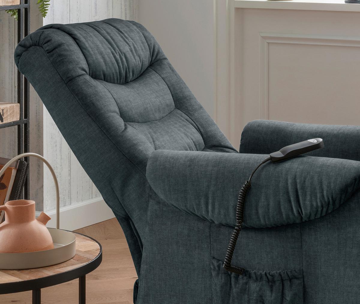 Fernsehsessel Nino Dunkelblau B: 76 cm - Schwarz/Dunkelblau, Design, Textil (76/106/94cm) - Livetastic