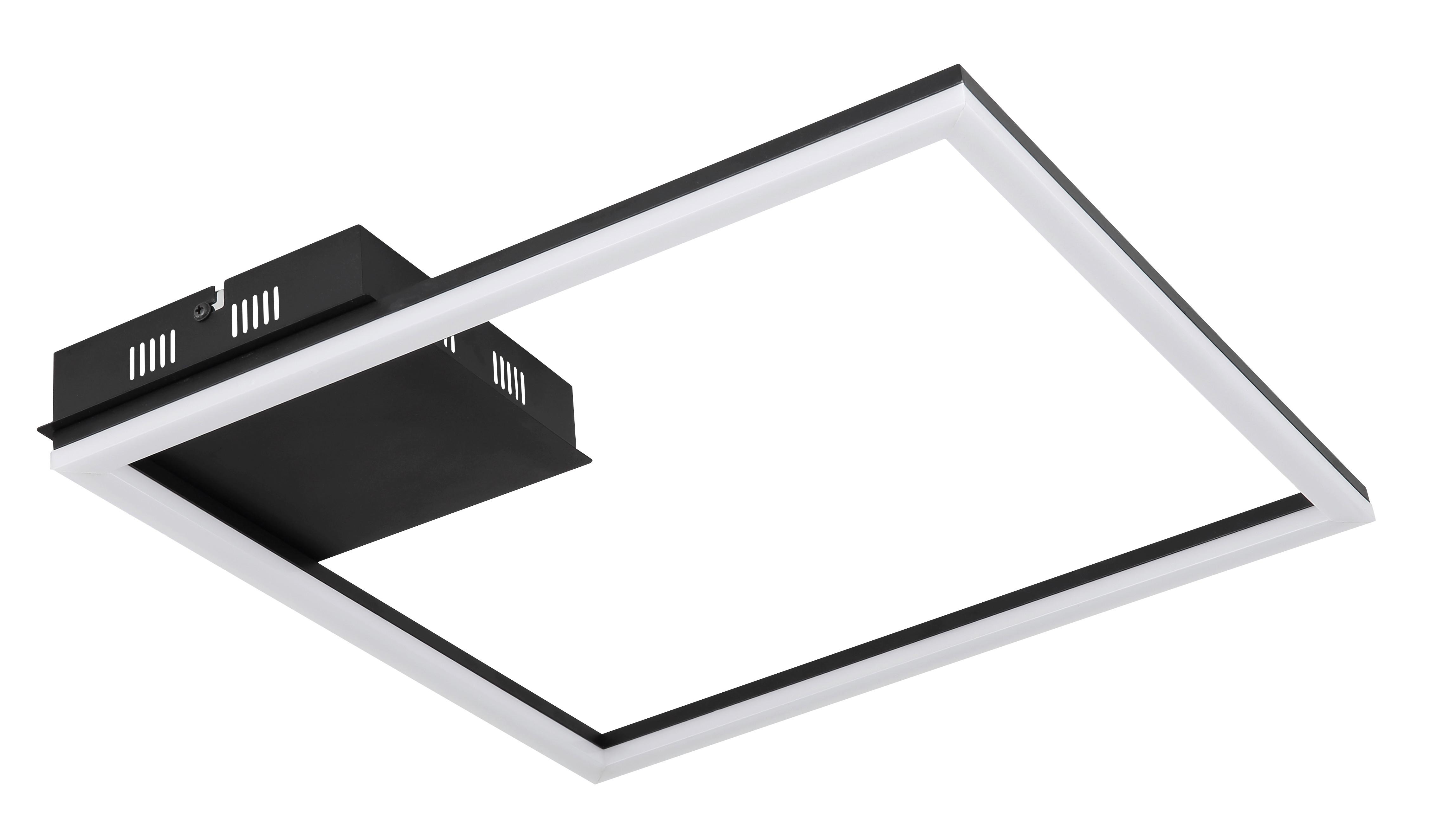 LED-Deckenleuchte L: 40 cm, 1-Flammig - Opal/Schwarz, Design, Kunststoff/Metall (40/40/5,5cm) - Globo