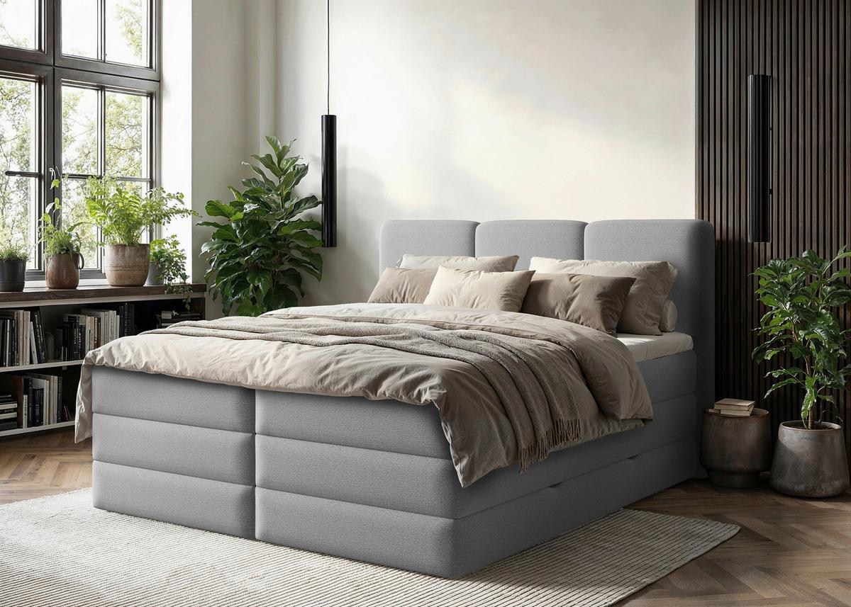 Boxspringbett Mit Bettkasten 180x200 Cm Castel V - Schwarz/Grau, MODERN, Holz/Holzwerkstoff (180/200cm) - MID.YOU