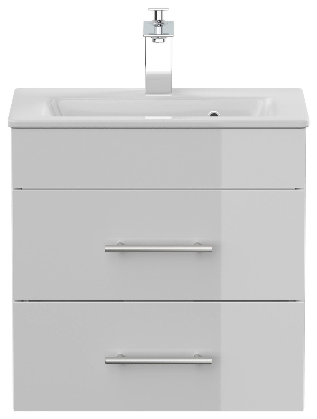 Badezimmer Portus Weiß Hochglanz B: 50 cm - Weiß Hochglanz/Weiß, MODERN, Keramik/Holzwerkstoff (50cm) - MID.YOU