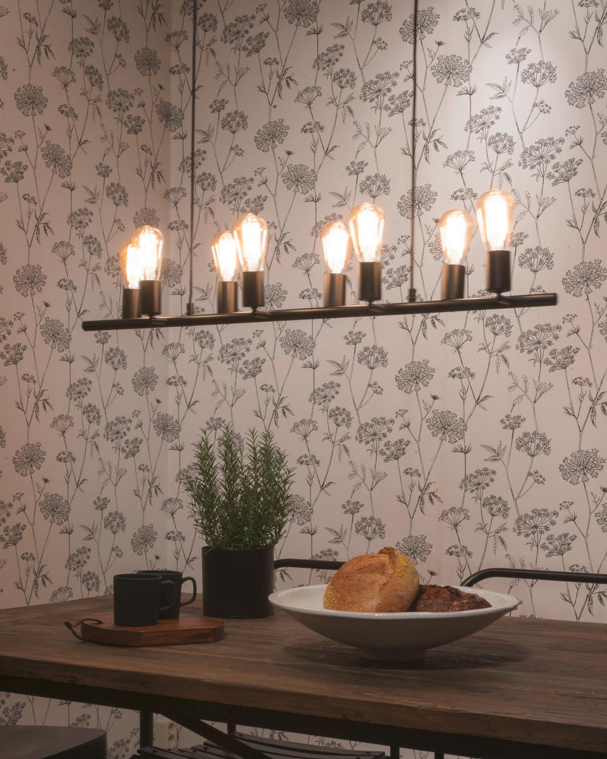 Hängeleuchte Miami H: 28-175cm 8-Flammig Höhenverstellbar - Schwarz, Design, Metall (105/28/28-175cm) - It's about Romi
