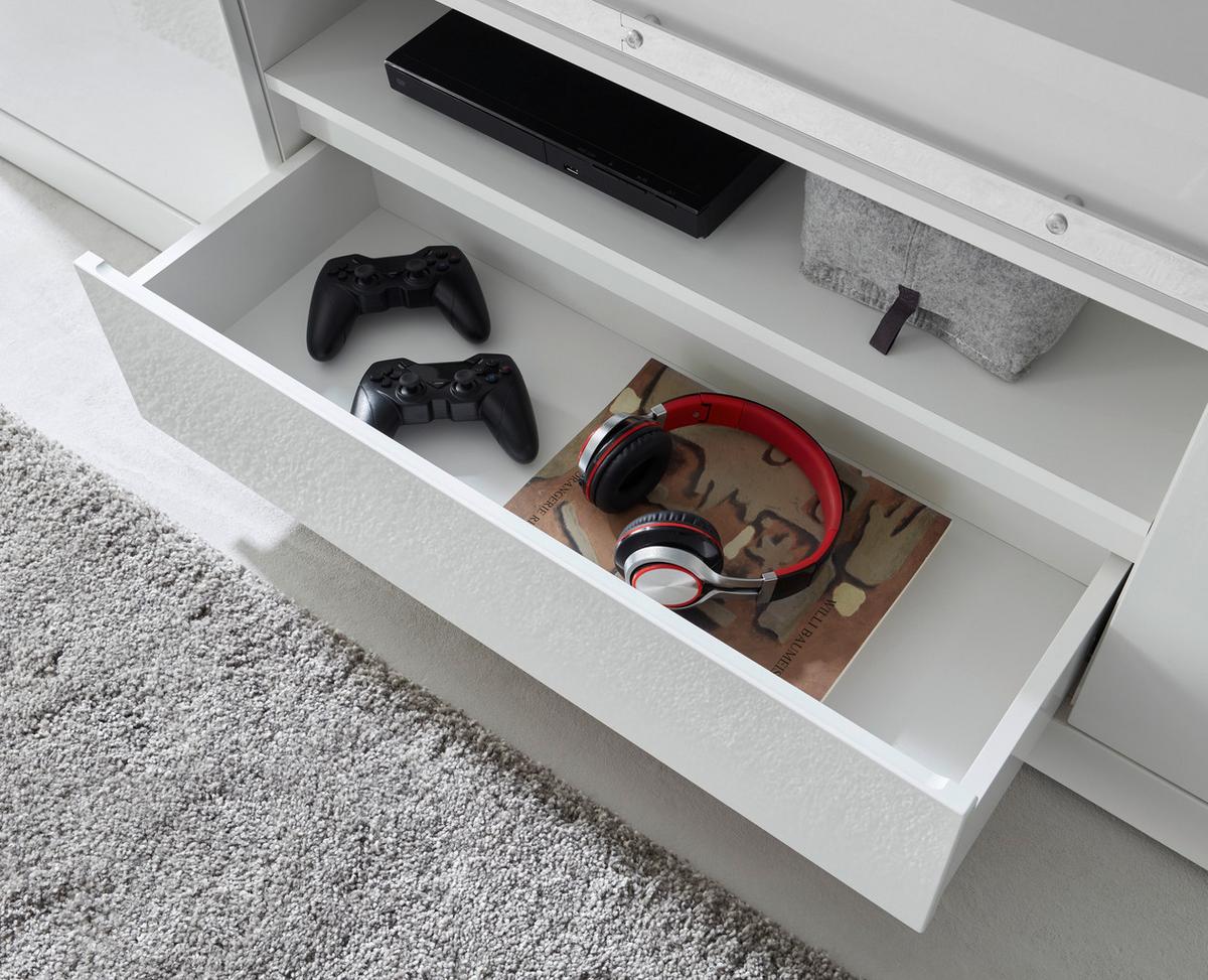 Wandboard Daytona Weiß B: 201  Cm - Weiß Hochglanz/Weiß, Design, Holzwerkstoff (201/65/43cm) - Livetastic