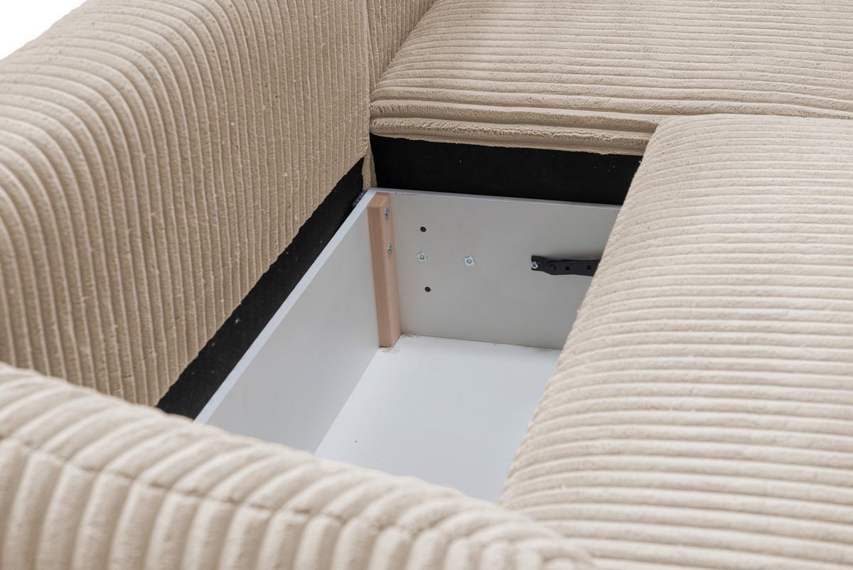 Ecksofa Lush, Sandfarben Schenkel: 284x161 cm - Sandfarben/Schwarz, Design, Textil (284/161cm) - Livetastic