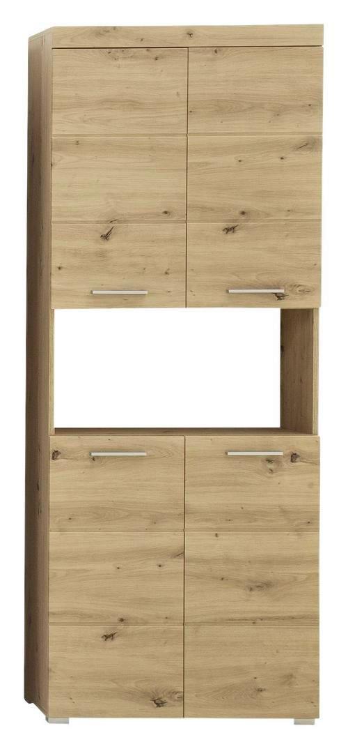 Hochschrank Amanda B: 73 cm Eichefarben - Eichefarben/Silberfarben, MODERN, Holzwerkstoff (73/190/31cm) - MID.YOU