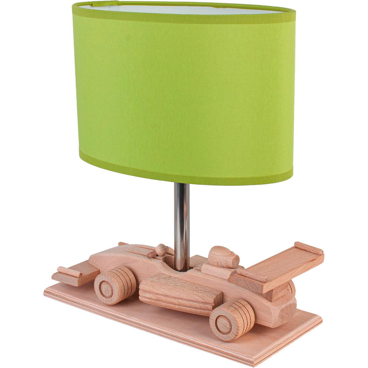 Kindertischleuchte 4112325 Rennwagen - Grün - Naturfarben/Grün, Basics, Holz/Holzwerkstoff (32/14/27cm)