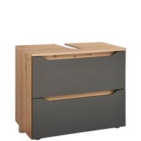 SKRINKA POD UMÝVADLO GIGA - čierna/farba duba, Modern, kompozitné drevo/plast (70/60/40cm)
