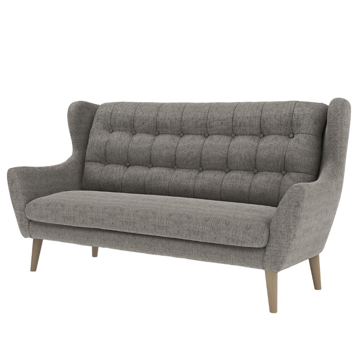 3-Sitzer-Sofa Henry, Dunkelgrau B: 197 cm - Eichefarben/Dunkelgrau, KONVENTIONELL, Textil (197/107/94cm) - Trendmanufaktur