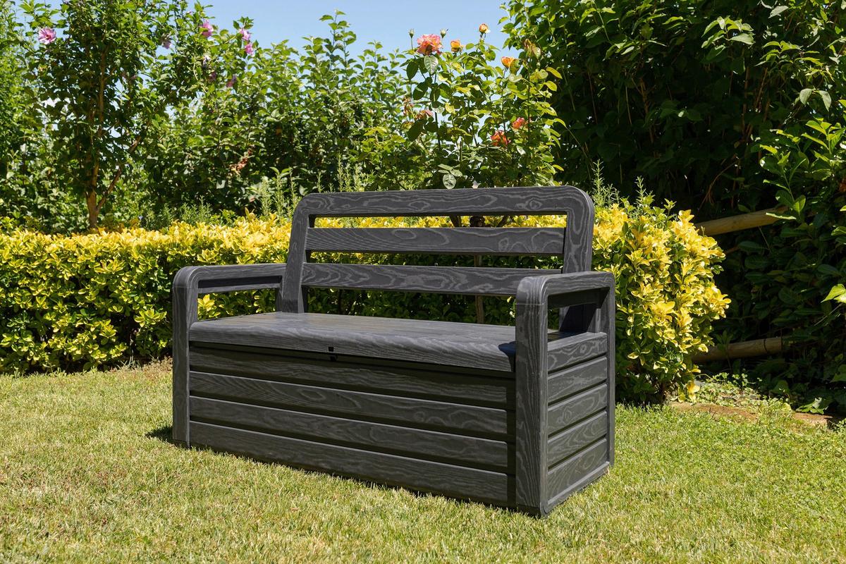 Gartenbank Kunststoff Foreverspring 2-Sitzer - Anthrazit, Basics, Kunststoff (132,5/89/58cm)