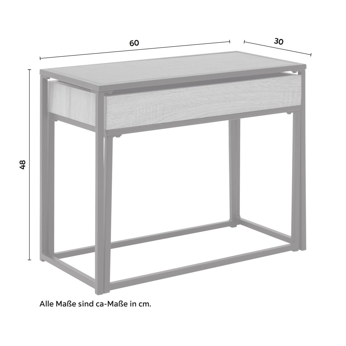Konferenčný stolík ANI 60x30 cm, drevodekor/čierna - čierna/farba duba, Modern, kov/kompozitné drevo (60/30/48cm) - Bessagi Home