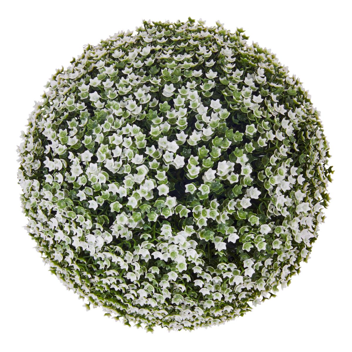 Blütenkugel Grün, Weiß D: 28 Cm, Ragna - Weiß/Grün, MODERN, Kunststoff (28cm) - Luca Bessoni