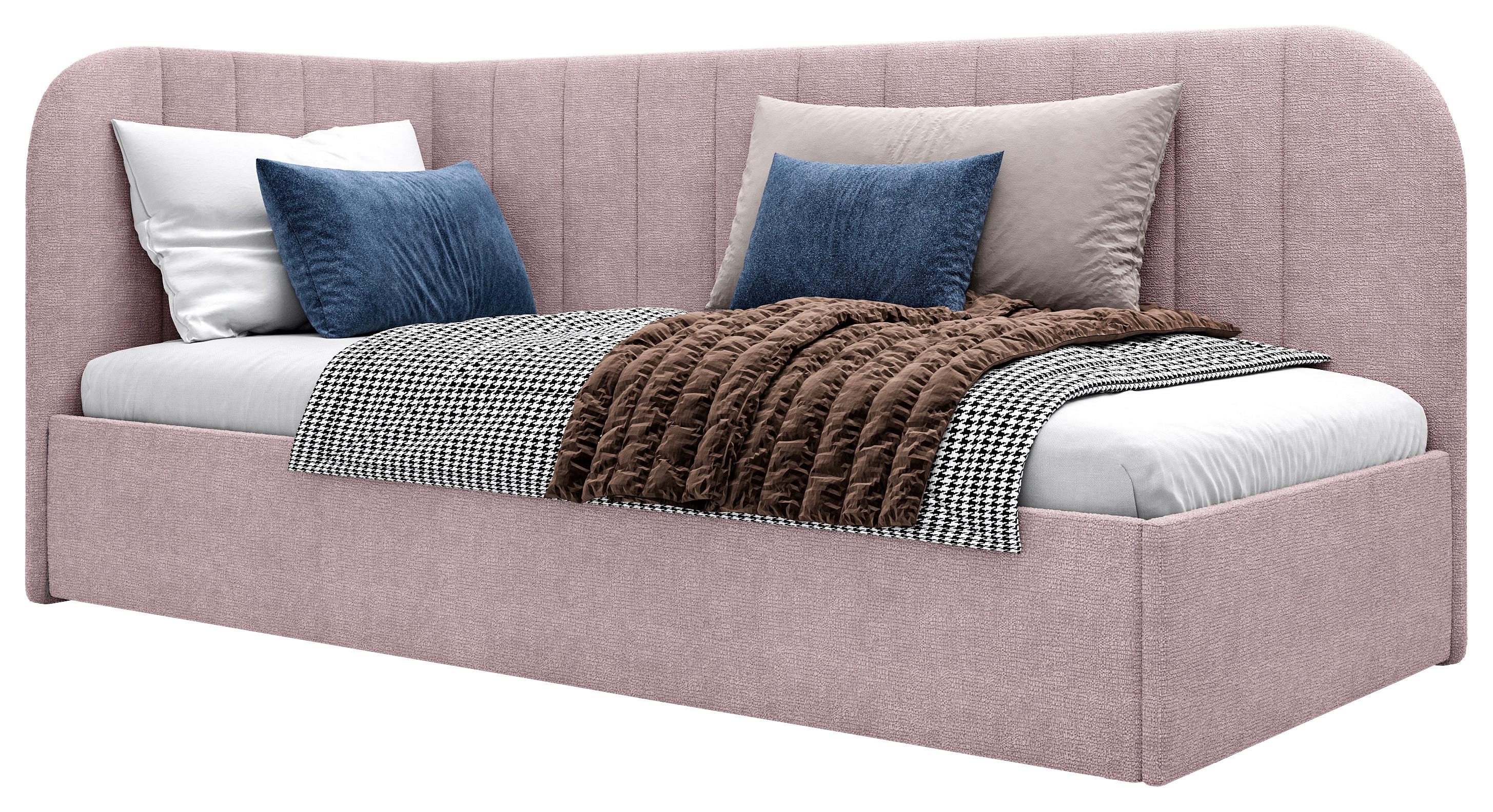 Polsterbett Millow Links Rosa Lf: 90x200 cm - Schwarz/Rosa, MODERN, Holz/Holzwerkstoff (90/200cm) - MID.YOU