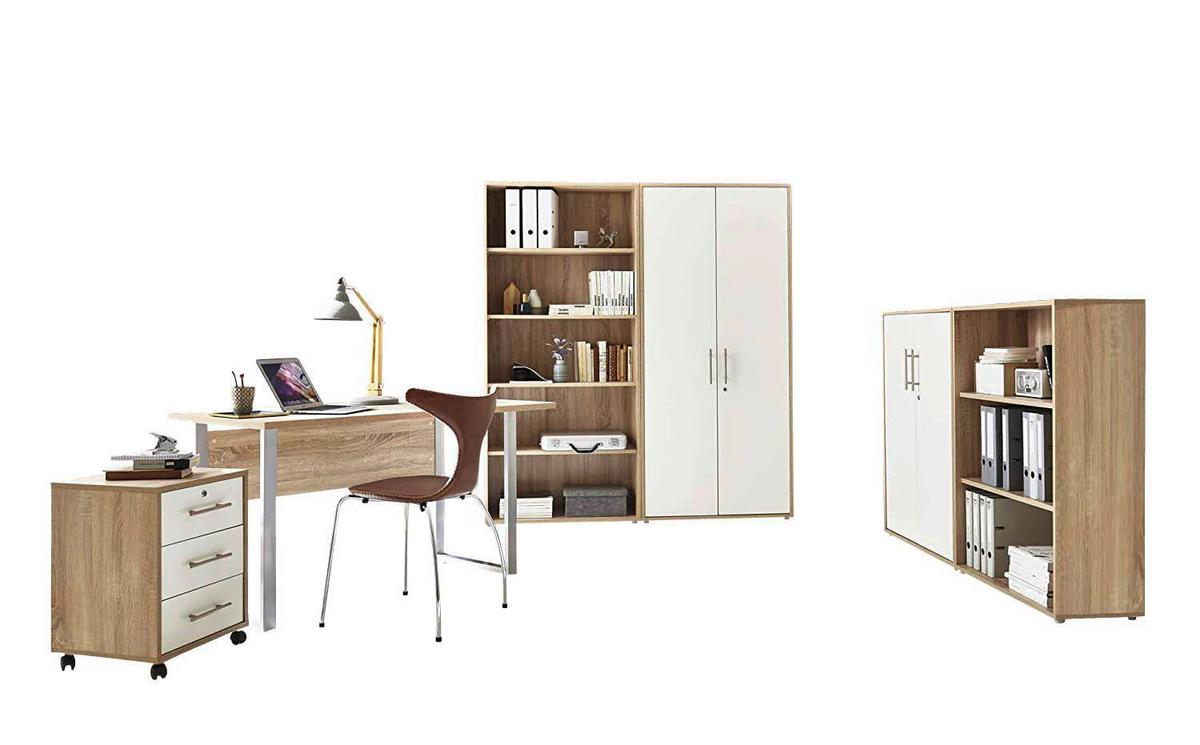 Büro Office Edition Mini Sonoma Eiche Dekor/Weiß - Weiß/Sonoma Eiche, MODERN, Holzwerkstoff/Metall - MID.YOU