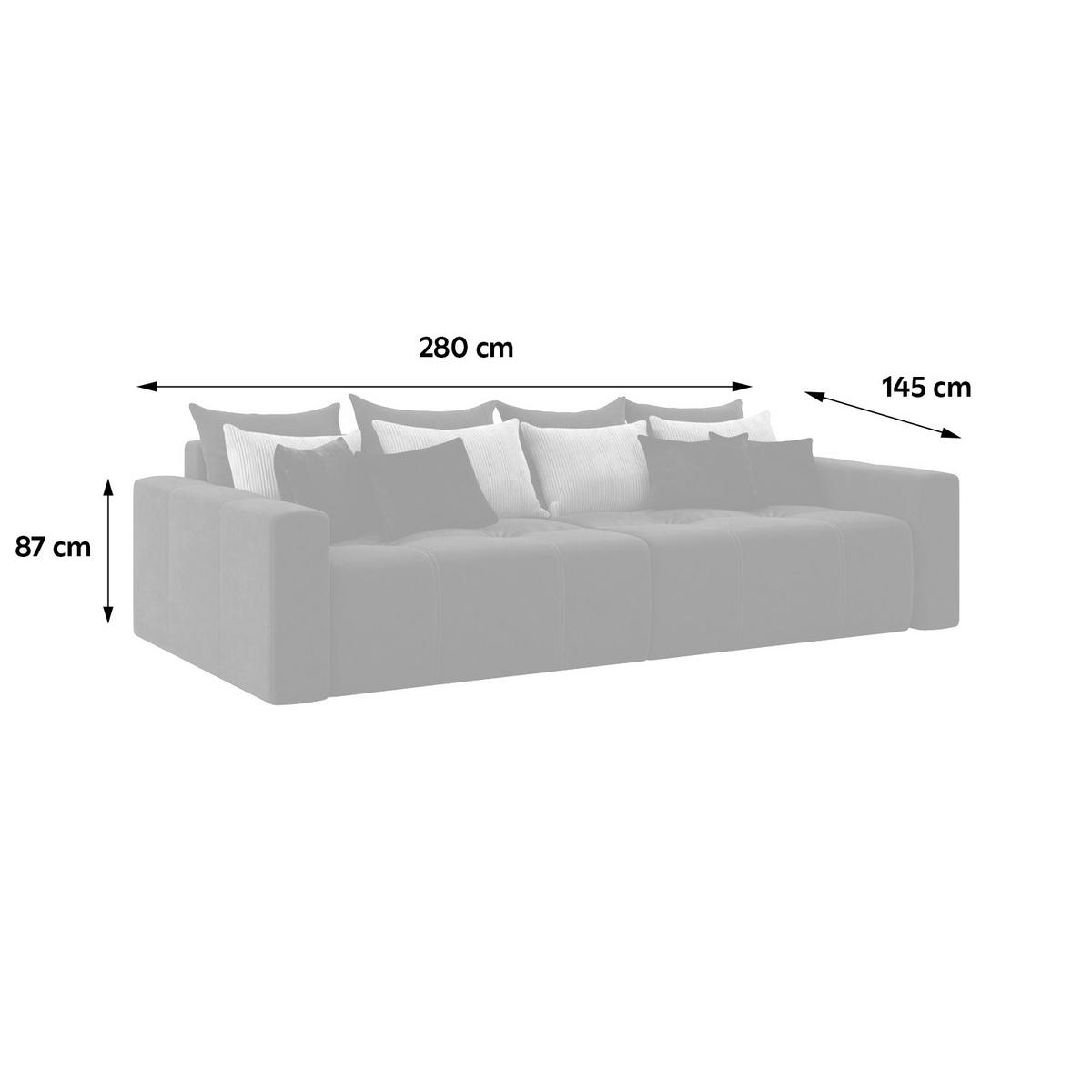 Big Sofa Mit Schlaffunktion Hanna B: 280 Cm Grau - Schwarz/Grau, MODERN, Textil (280/87/145cm)