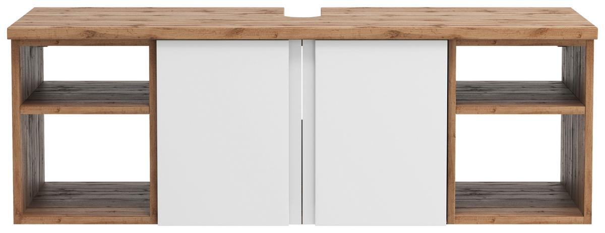 Hängender Waschbecken -Unterschrank Arosa B: 120 cm - Eiche Wotan/Weiß, MODERN, Holzwerkstoff (120/41/47cm) - Held