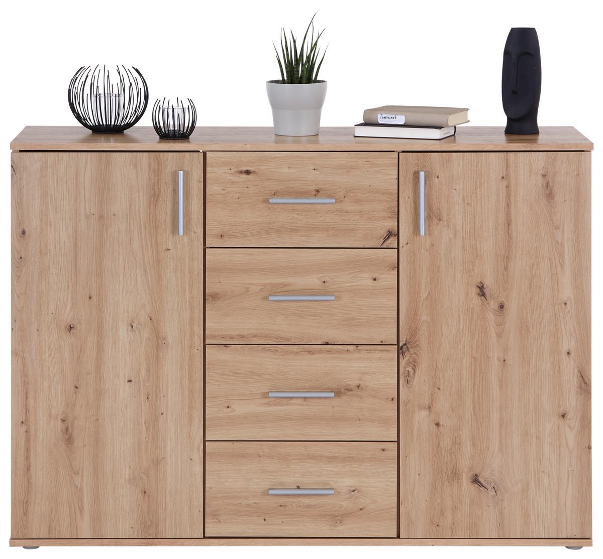 Kommode mit Schubladen 132 cm Ina 03 Eiche - Eiche Artisan, MODERN, Holzwerkstoff (132/94,8/38,3cm)