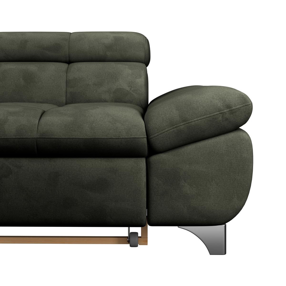 Ecksofa Gemini Waldgrün, B: 234cm - Chromfarben/Dunkelgrün, KONVENTIONELL, Textil (234/312cm)