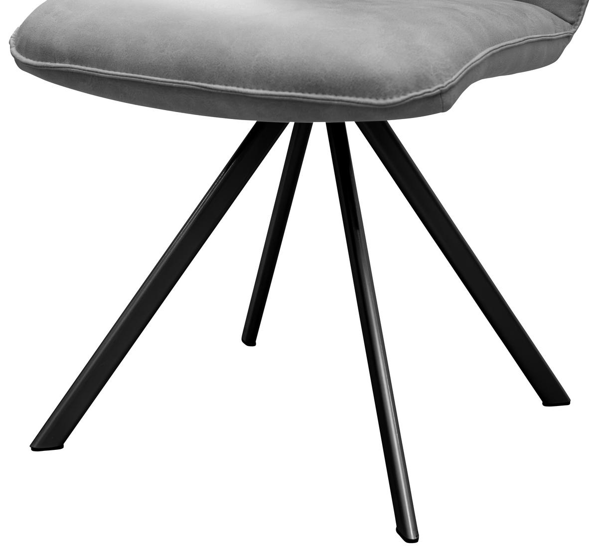 Stuhl Jannes Webstoff grau. B: 50cm - Schwarz/Grau, MODERN, Textil/Metall (50/64/87cm)