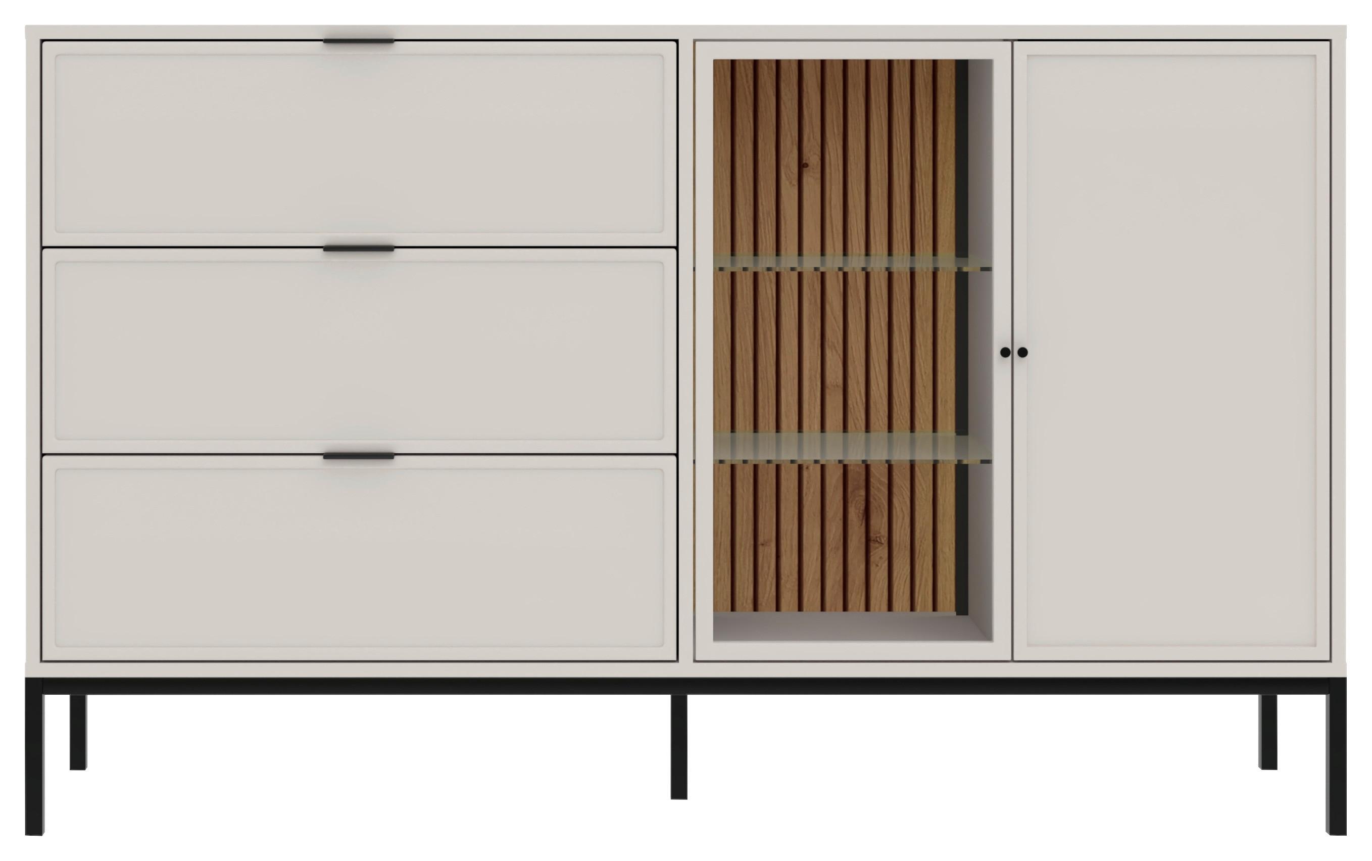 Kommode Deco Schwarz/Kaschmir B: 150,2cm - Kaschmir/Schwarz, Design, Glas/Holzwerkstoff (150,2/92/40cm) - MID.YOU