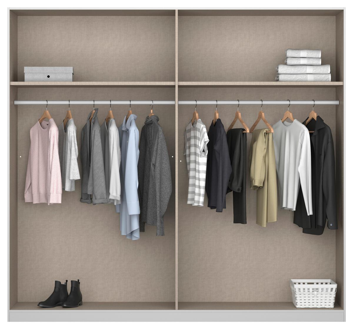 Drehtürenschrank 225 cm Lamella Weiß/Eiche Dekor - Weiß/Eiche Artisan, MODERN, Holzwerkstoff (226/210/54cm) - Rauch Möbel