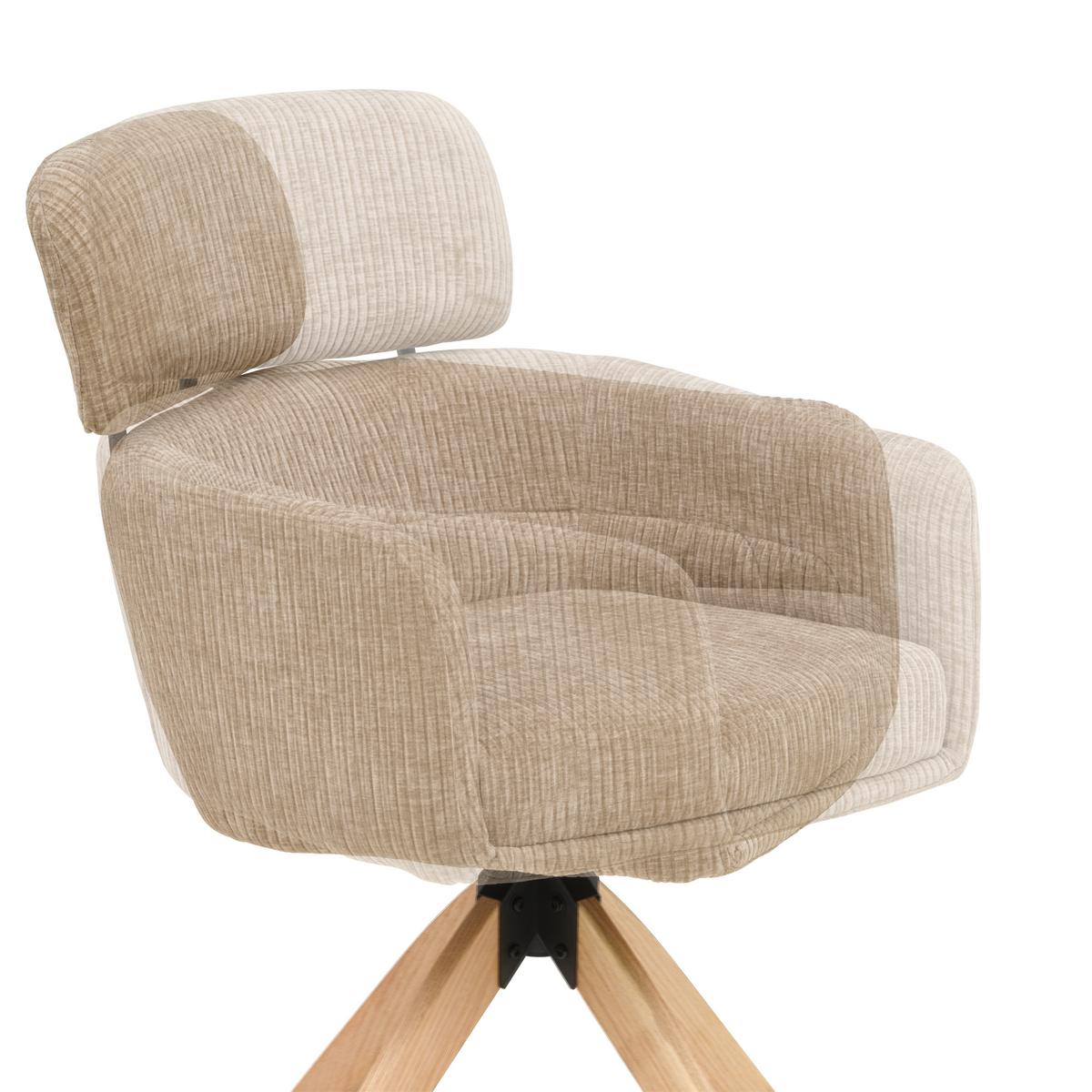 Armlehnstuhl Mattis Cord Beige, B: 60 cm - Beige/Naturfarben, KONVENTIONELL, Holz/Textil (60/90/69cm) - Livetastic