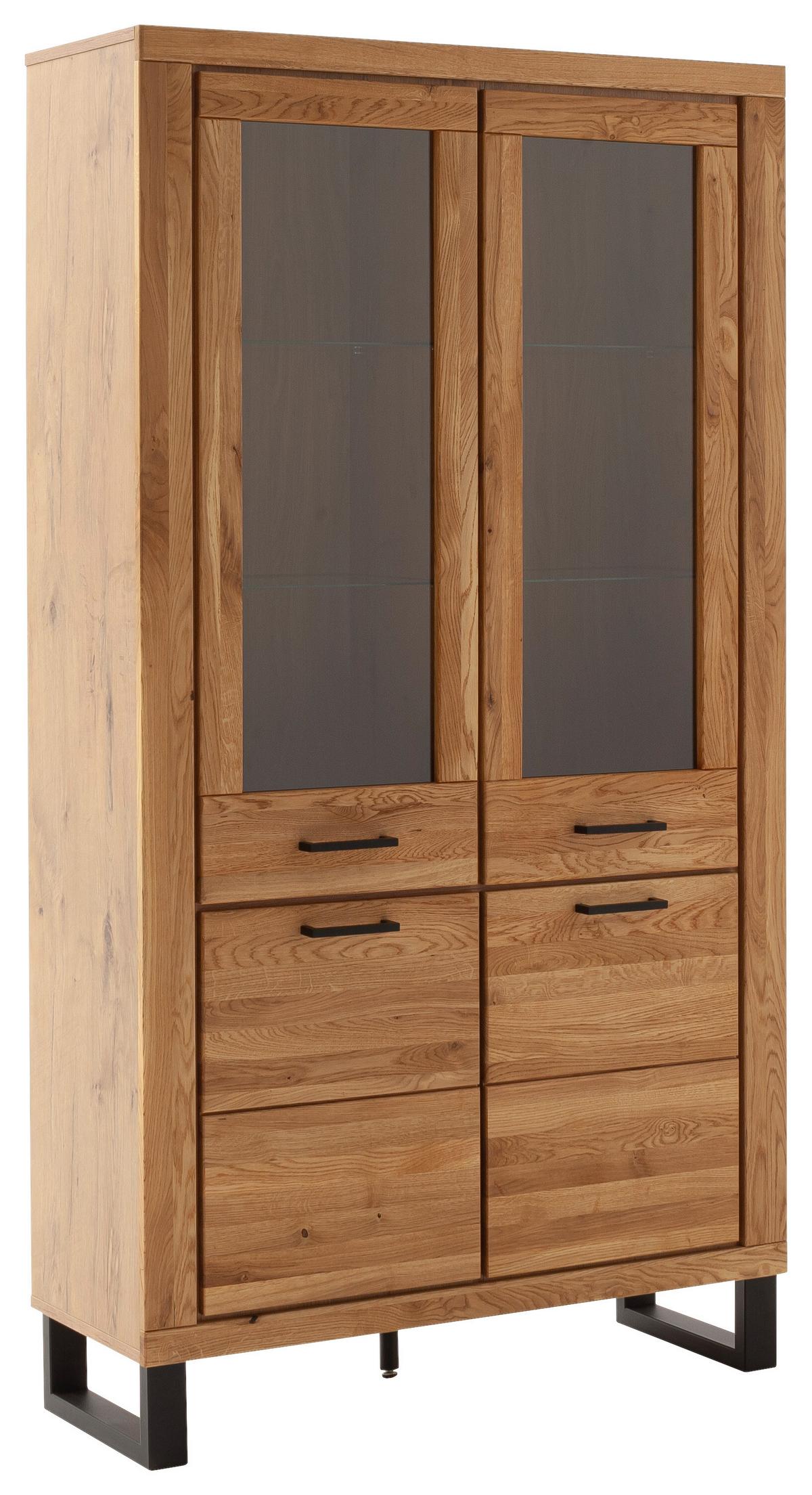 Vitine Kambo Wildeiche 4 Türen - Wildeiche/Schwarz, ROMANTIK / LANDHAUS, Glas/Holz (108/199/40cm)